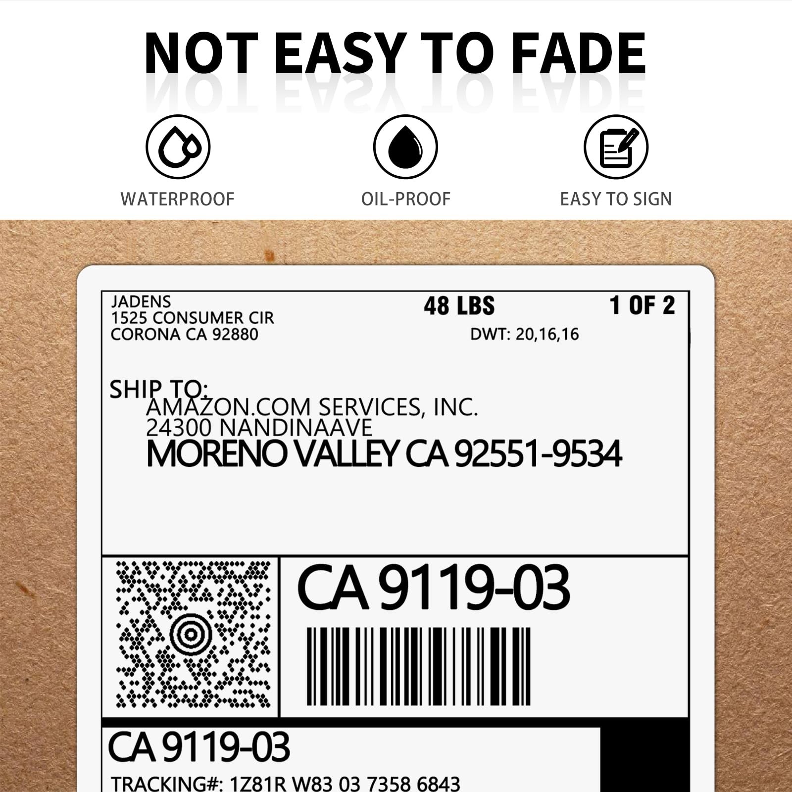JADENS 6 Rolls Thermal Label Paper, 4×6” Compatible with C10 white