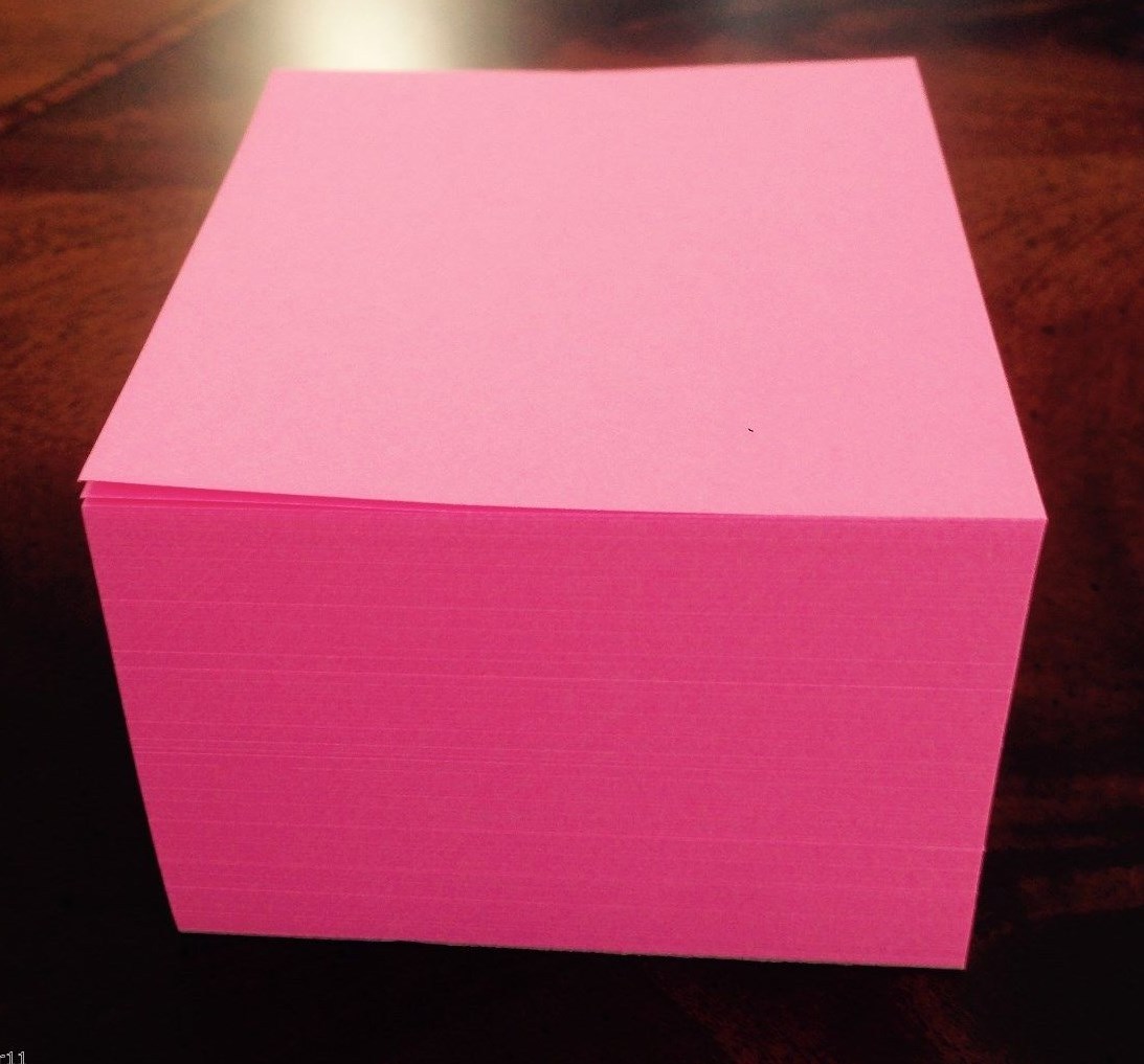 Note Paper Refill Cube – LOOSE SHEETS “Astrobright Pulsar Pink” 3 1/2 x 3 1/2