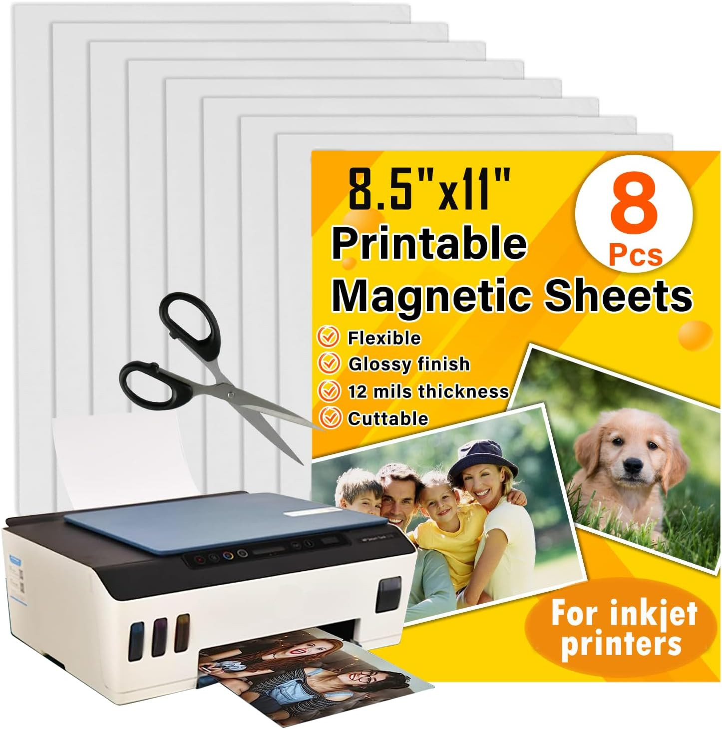 Towjug Printable Magnetic Sheets 8.5X11 Inches for Inkjet Printers, 8 Sheets Glo