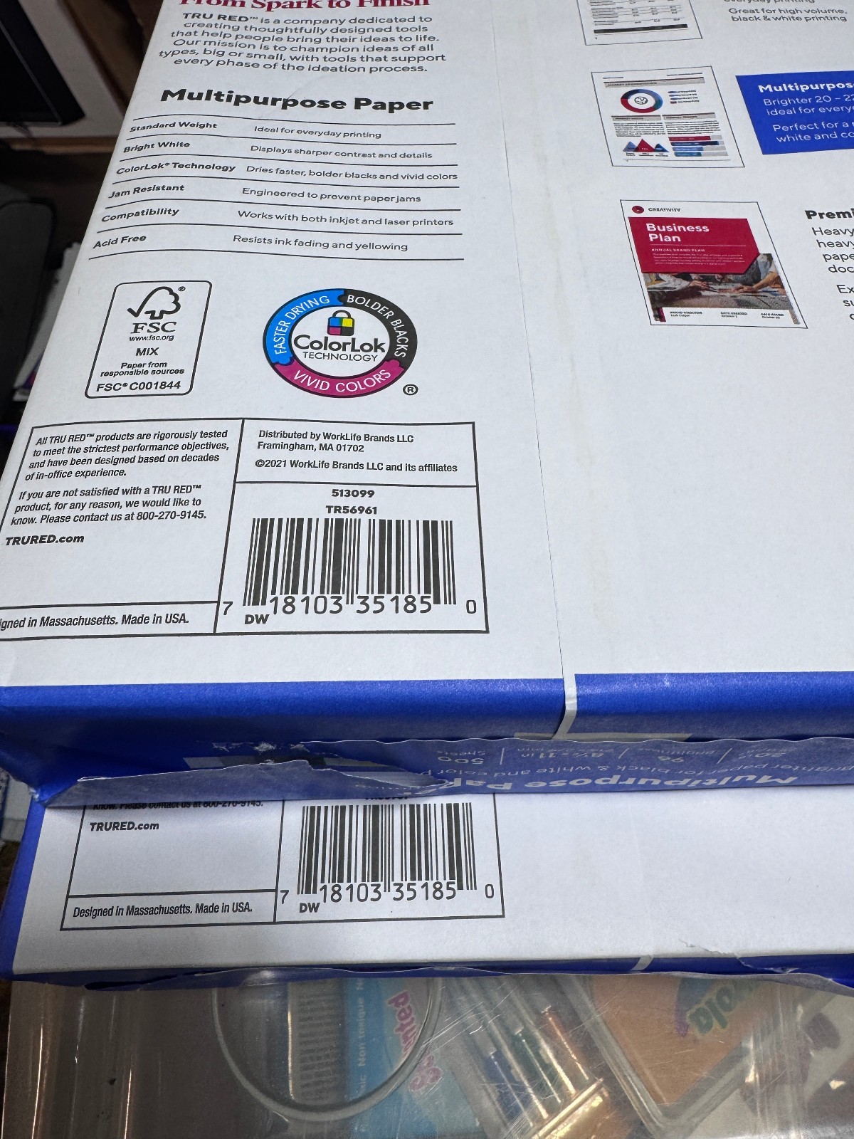 TRU RED 8.5 X 11 Multipurpose Paper, 20 Lbs., 96 Brightness, LOT OF 2 REAMS