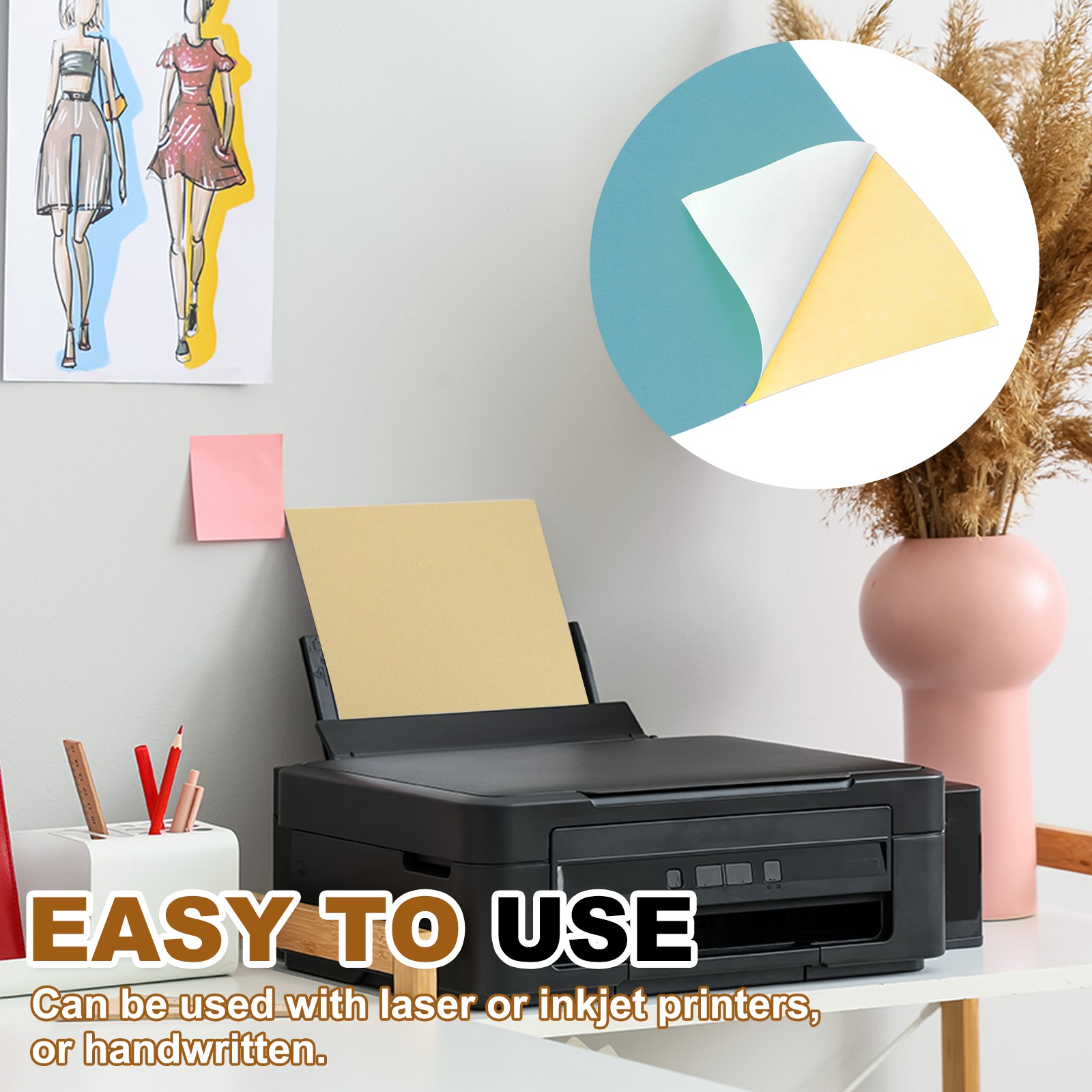 15 Sheets Printable Self Adhesive Sticker Paper for Laser Printer, Light Blue
