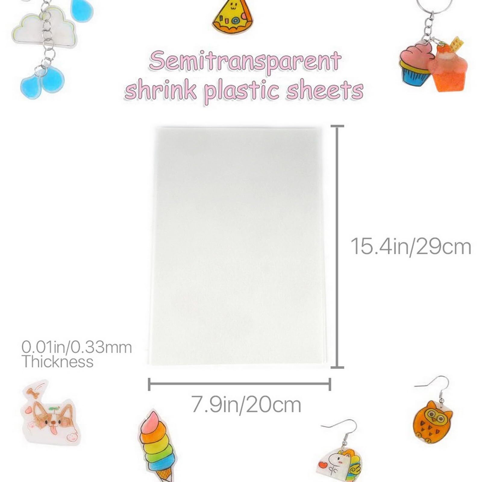 SUEIANNMN 10PCS A4 Size Heat Shrink Plastic Sheet Printable Paper Heat Shrink