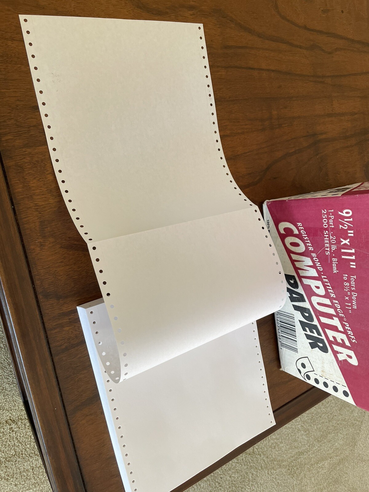 200 Sheets Continuous Fan-Fold Dot Matrix Tractor Feed Printer Paper 9.5×11 inch