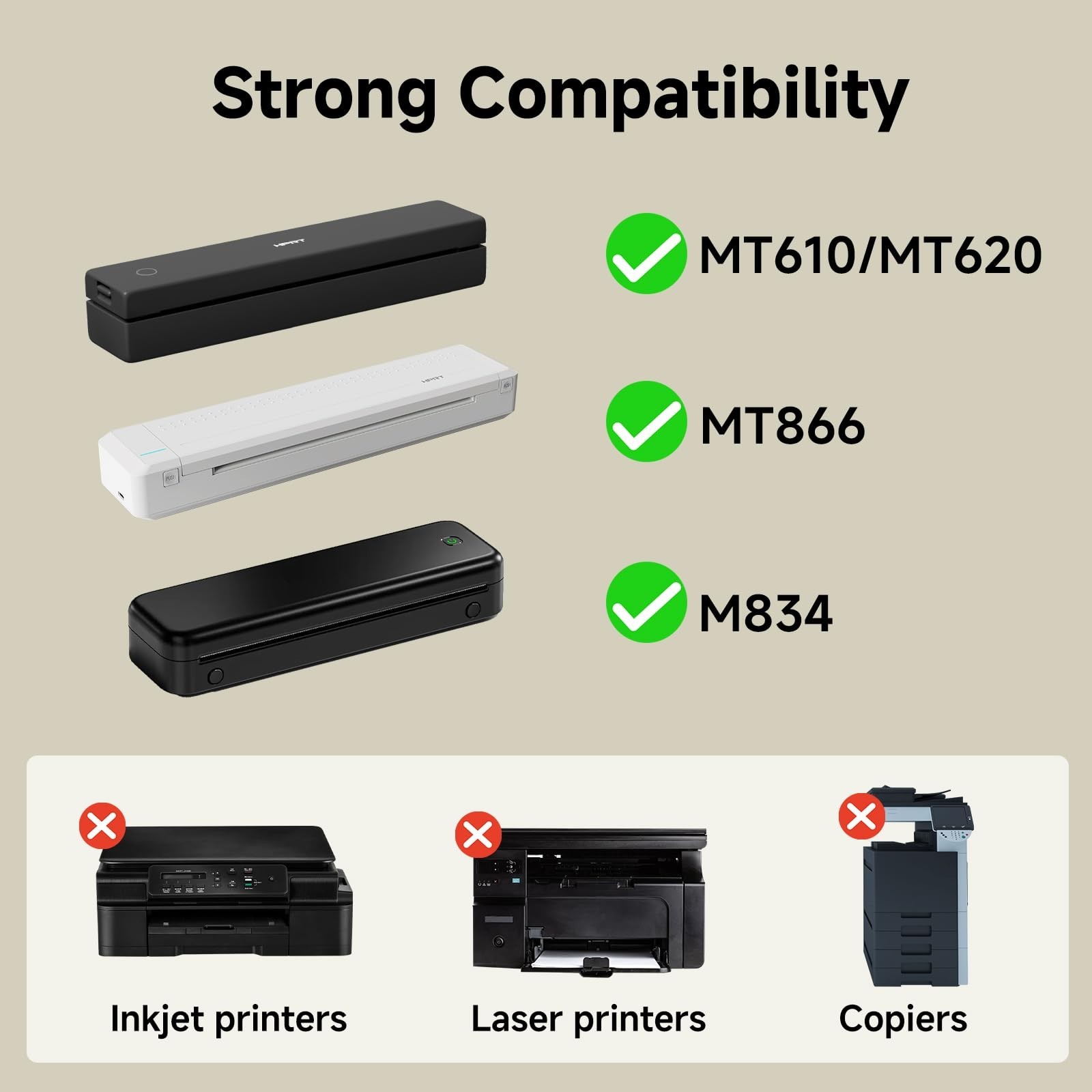 200 Sheets 8.5×11″ BPA Free Inkless Thermal Printer Paper, Continuous Folding, C