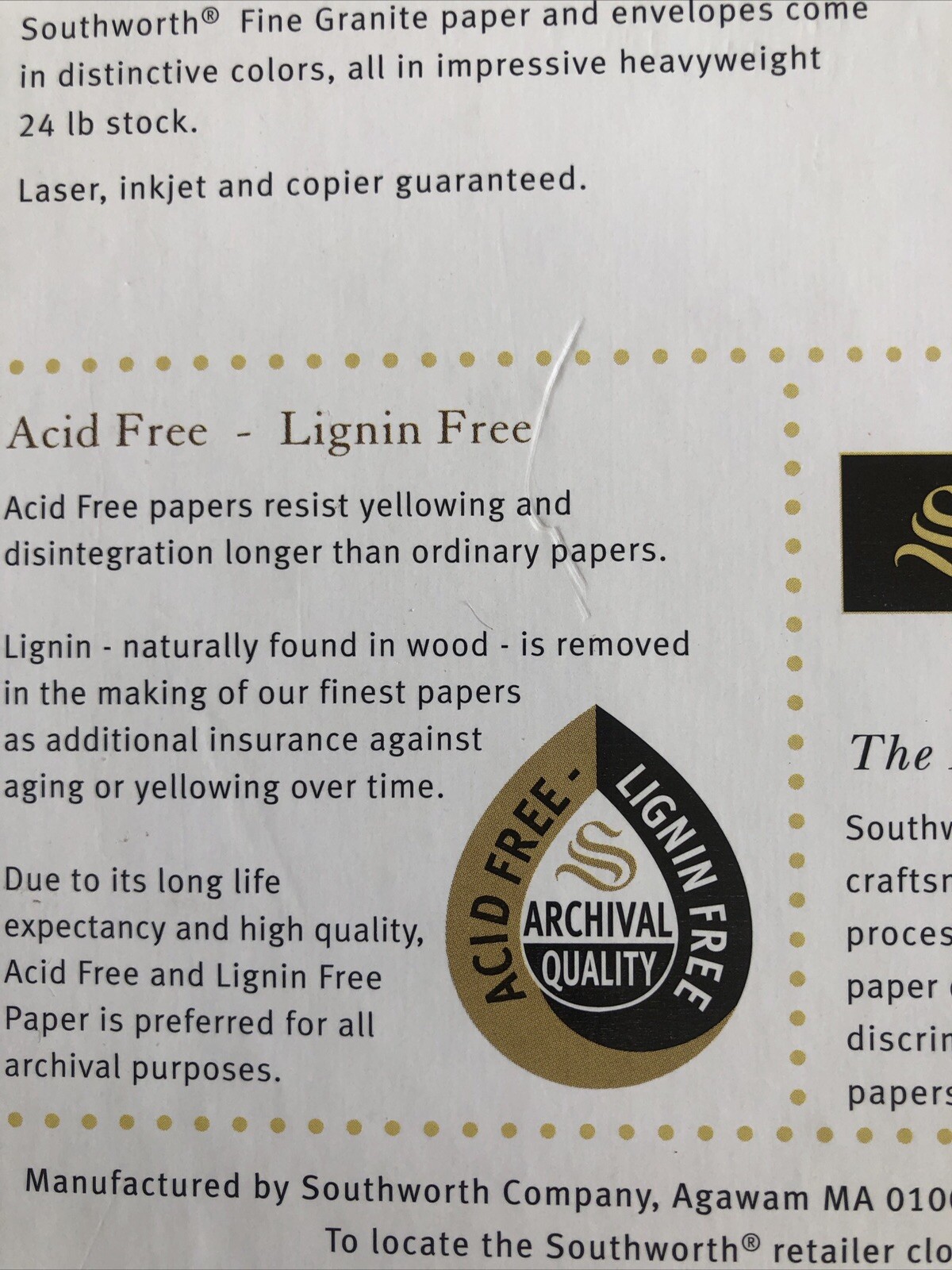 Southworth 25% Cotton Fine Granite Paper, 8.5″ x 11″, Ivory 24# Watermarked