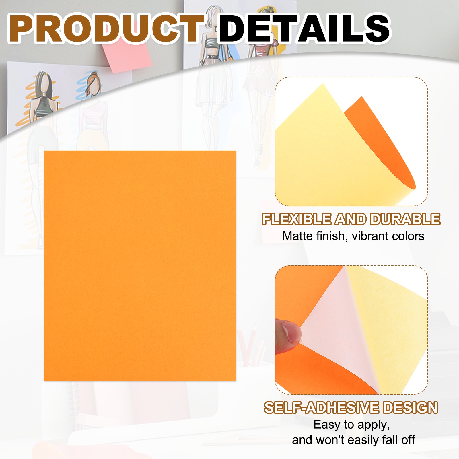 15 Sheet Printing Adhesive Paper for Inkjet Printers, Orange