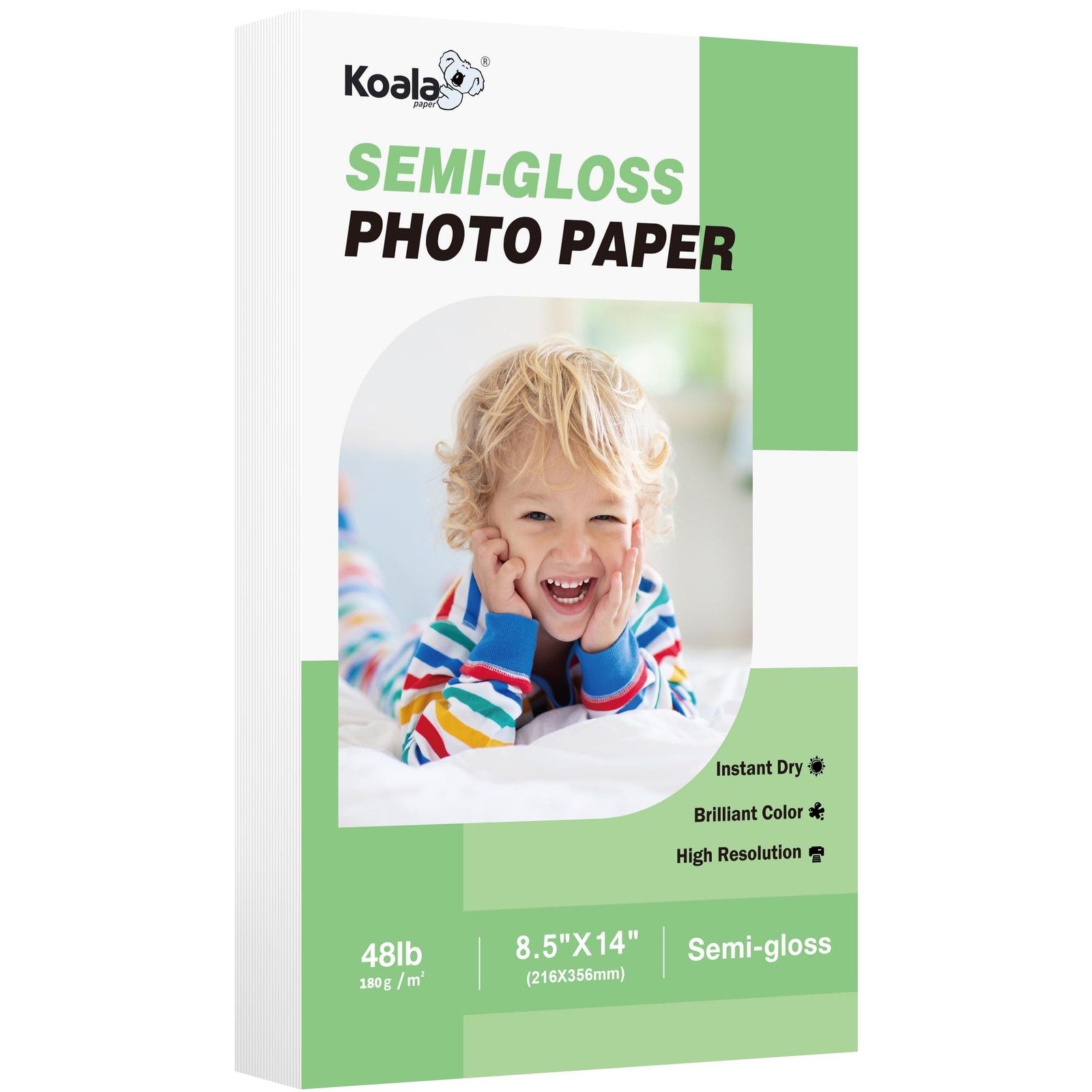 Koala Semi-Gloss Photo Paper 8.5×14 Inches 100 Sheets Inkjet Laser Printer
