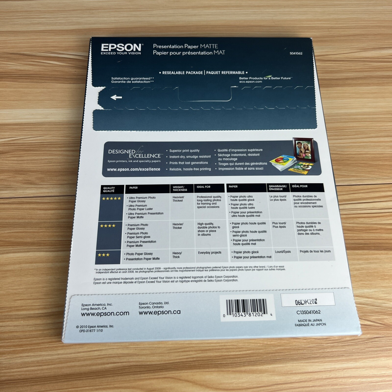 Open Epson Presentation Paper Matte Inkjet 8.5″ x 11″ 100 Sheets S041062(Y3)