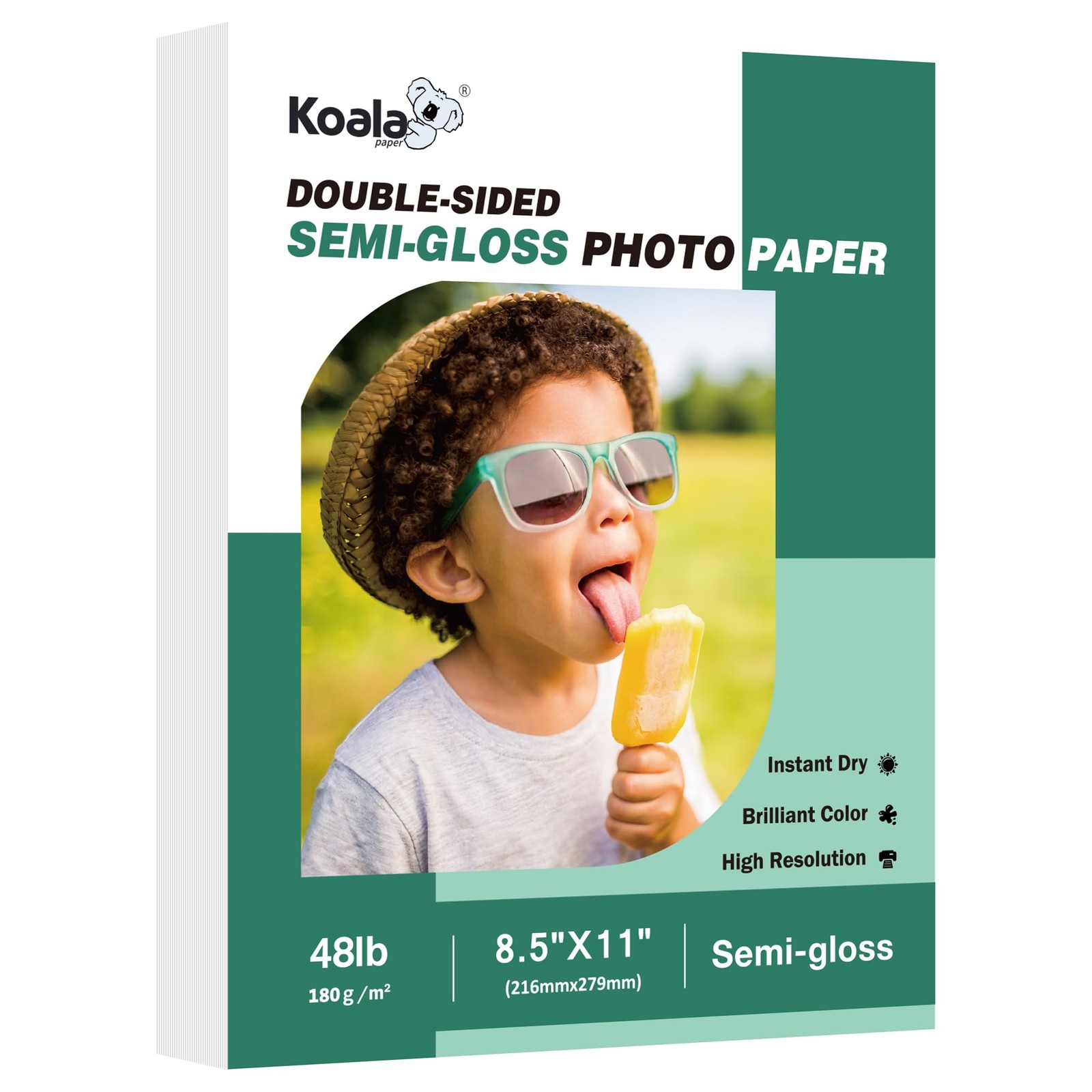 100 PCS Koala Double Sided SemiGloss Photo Paper 8.5×11 Inch 48lb Inkjet