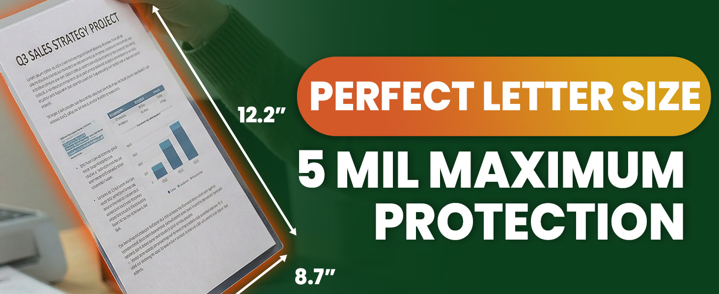 5mil Self-Adhesive Laminating Sheets 20 Pack, Letter Size, 8.7 x 12.2 Inches