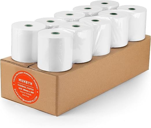 MUNBYN Thermal Paper 3 1/8 x 230ft, 10 Rolls Receipt 3 1/8″ x 230′, White