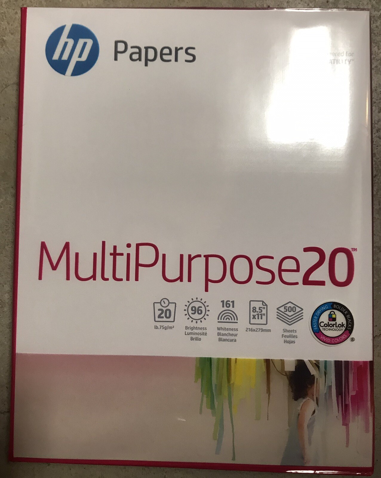 NEW HP Multipurpose Paper 96 Brightness 20 lb 8 1/2 x 11 White 500 Sheets/Ream