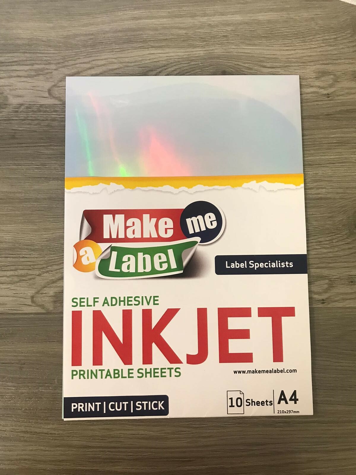 10 A4 Premium HOLOGRAPHIC Self Adhesive INKJET Printable PP Film Sticker Sheets