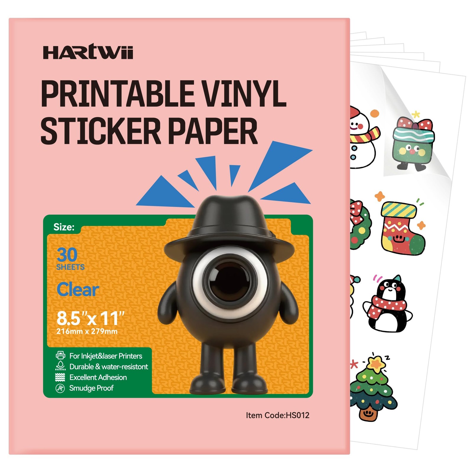 Clear Printable Vinyl Sticker Paper 30 Sheets 8.5×11 Inkjet Tear Resistant