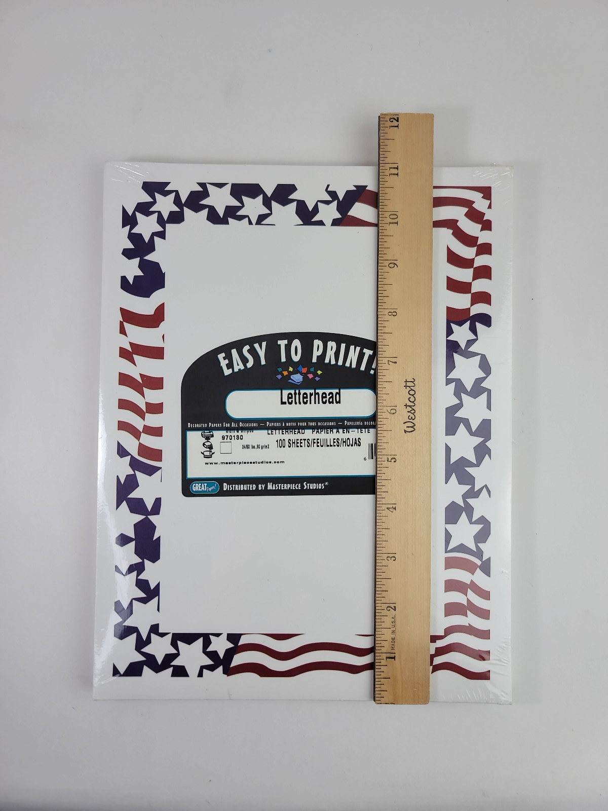 100 Sheets Patriotic Letterhead Printer Paper Stars & Stripes 8.5×11 24/60LB