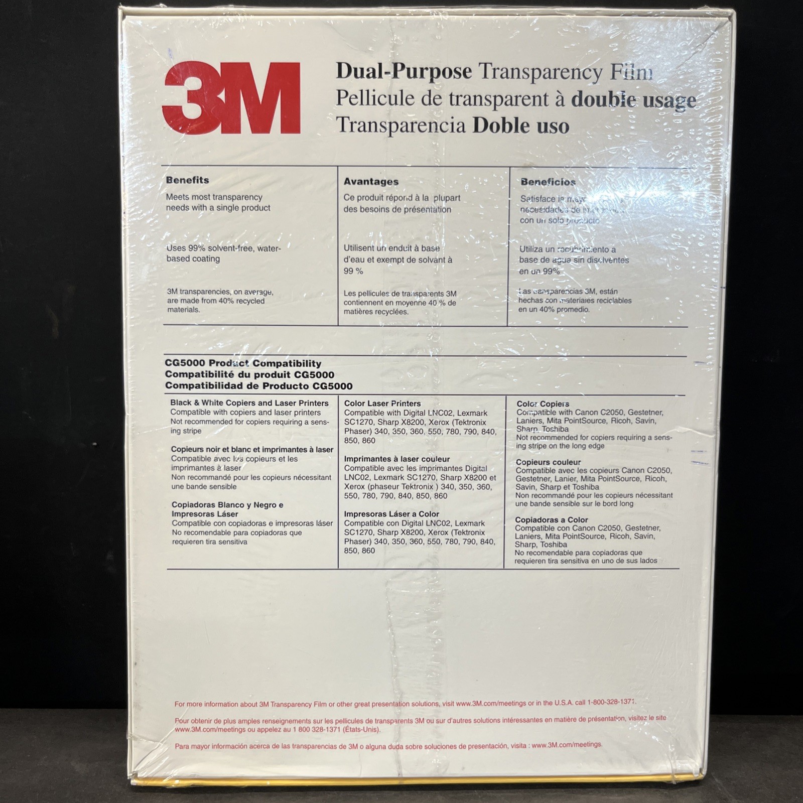 3M CG5000 Multipurpose Transpareny Film Printer Paper SEALED. Double Usage.