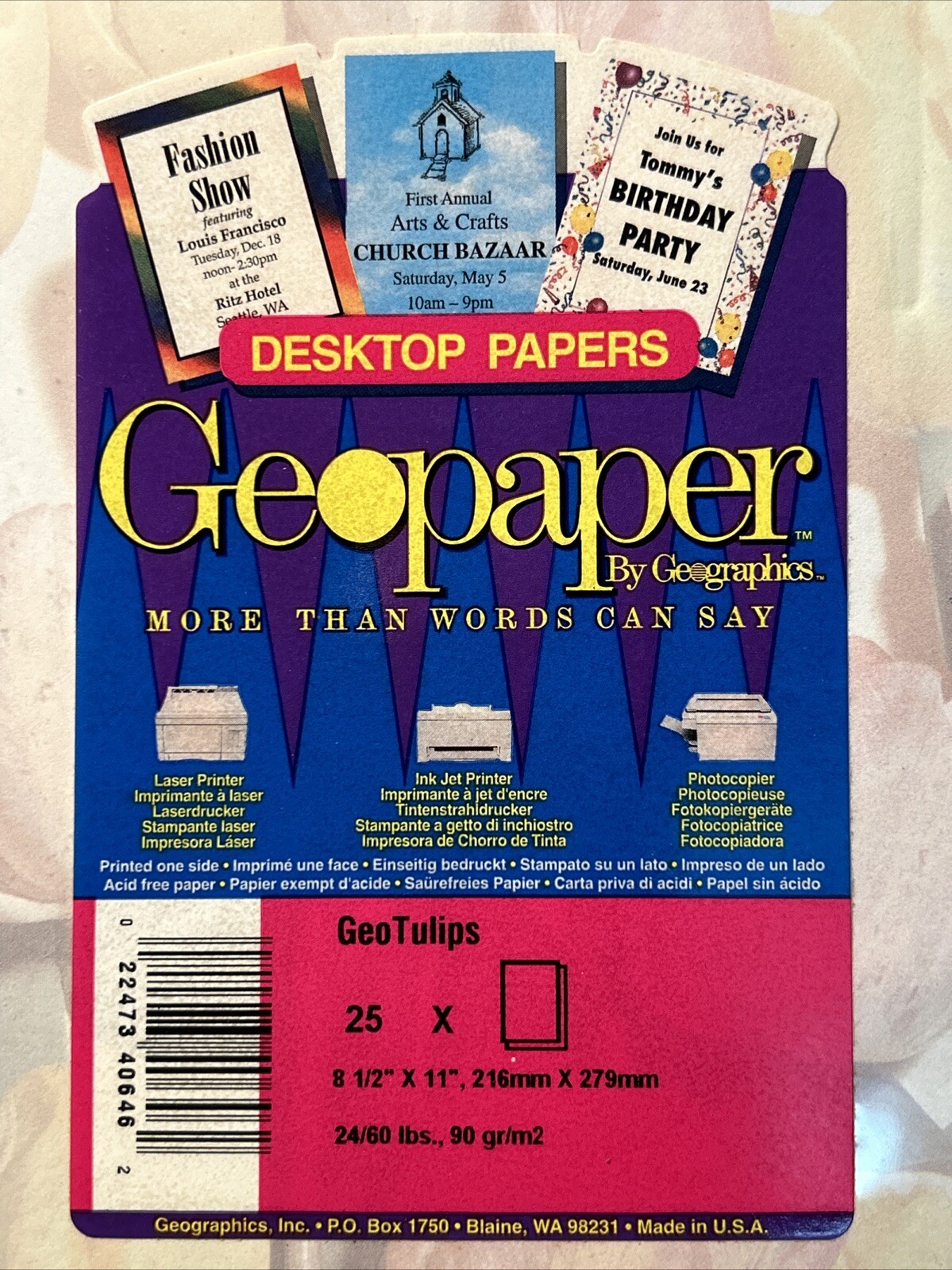 Geo graphics Geo Paper Tulips Flowers Printed Printer Vintage 1990s Sealed New