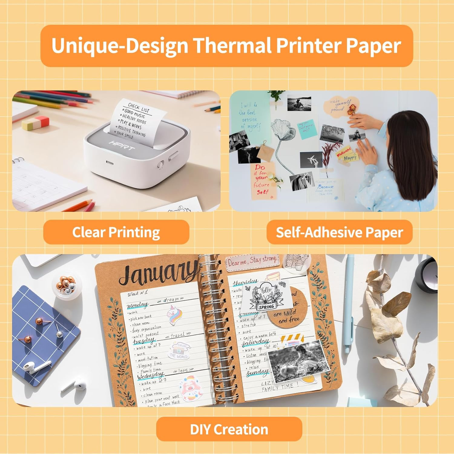 Mini Thermal Sticker Paper 57x29mm 3 Rolls (White)