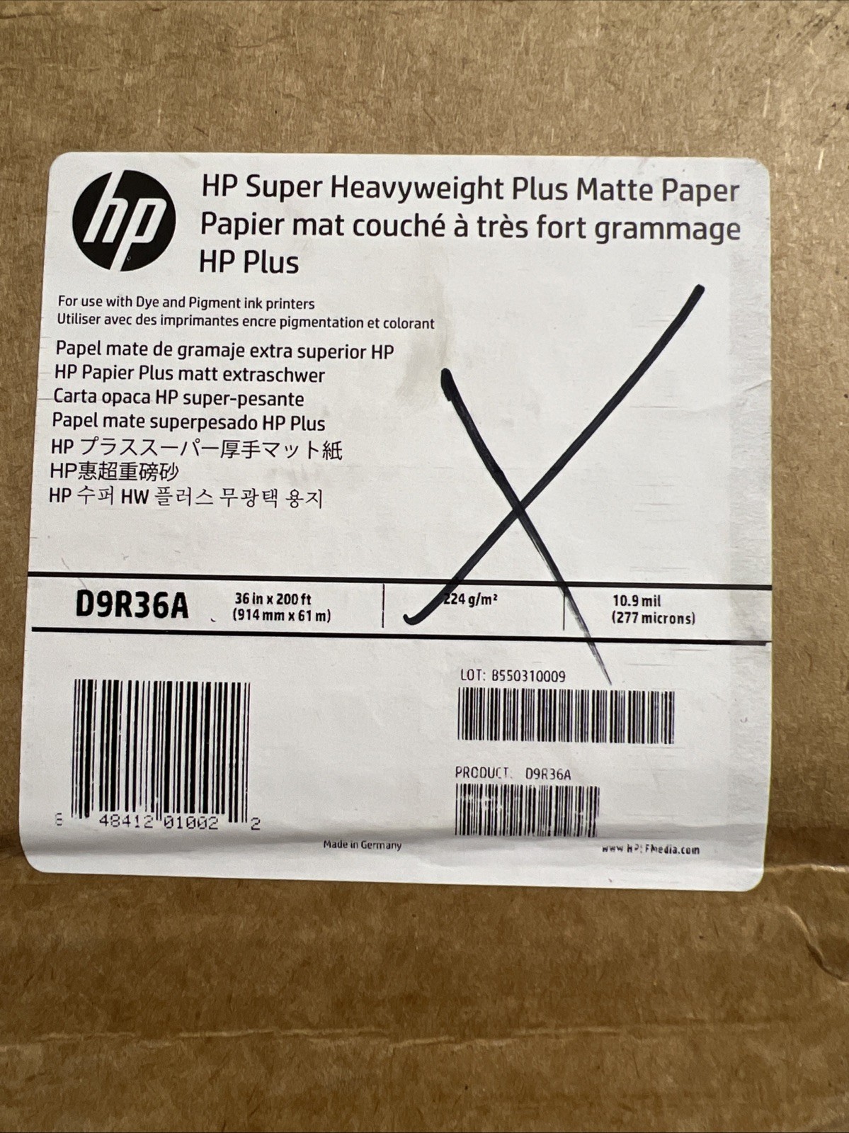 HP Super Heavyweight Plus Matte Paper; 36″ x 200′ Roll – D9R36A