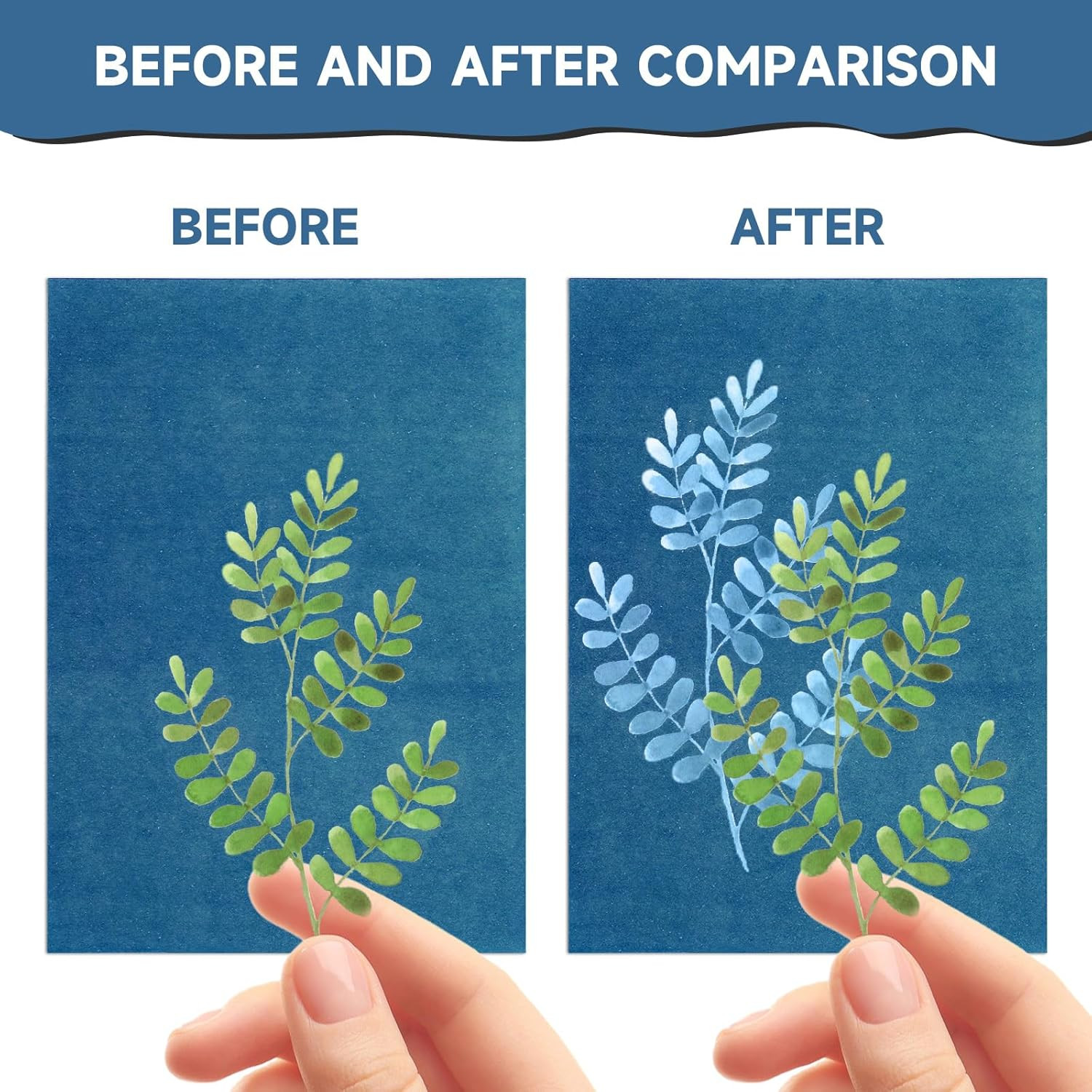 80 Pcs Cyanotype Paper, High Sensitivity Sun Print Paper Kit with 2 Sleeves and