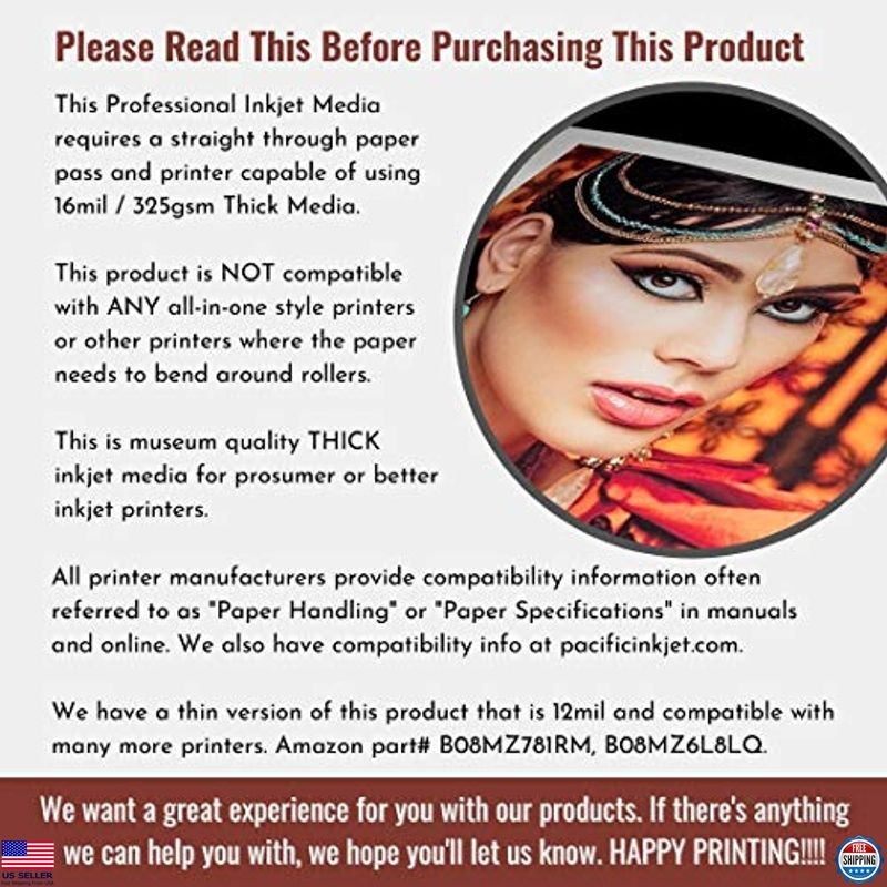 Premium 11″x14″ 25 Sheets 100% Cotton Matte Double-Sided Inkjet Paper – 325gsm