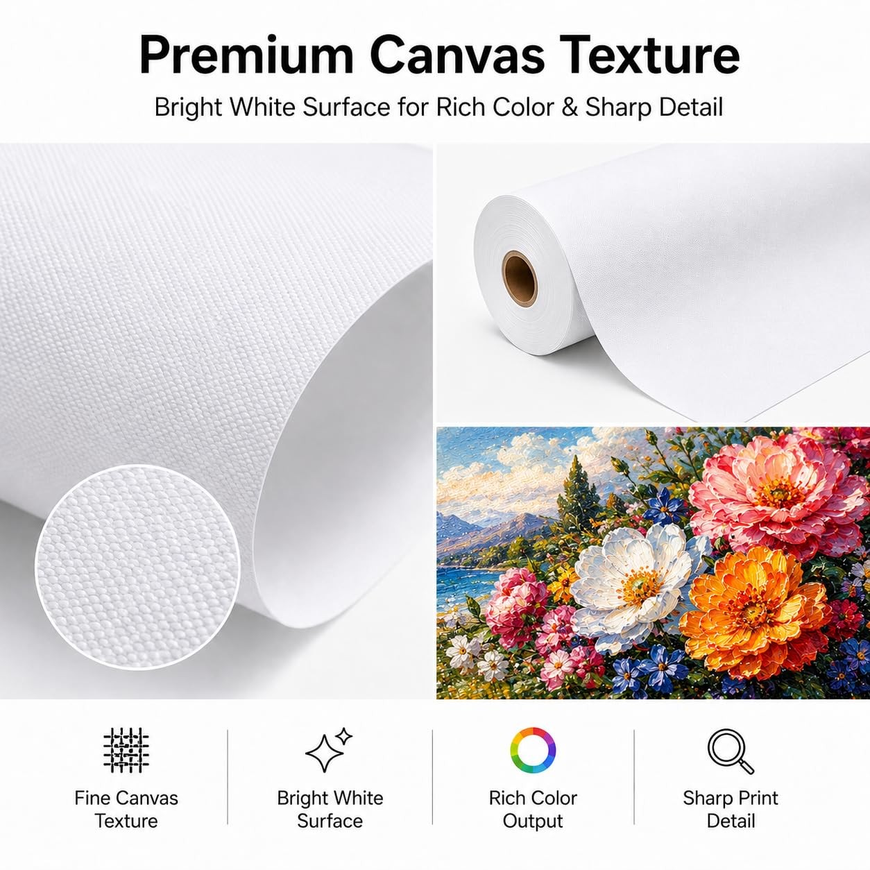 Matte Polyester Inkjet Canvas Roll for Wide Format Printers, Quick Dry Printa…