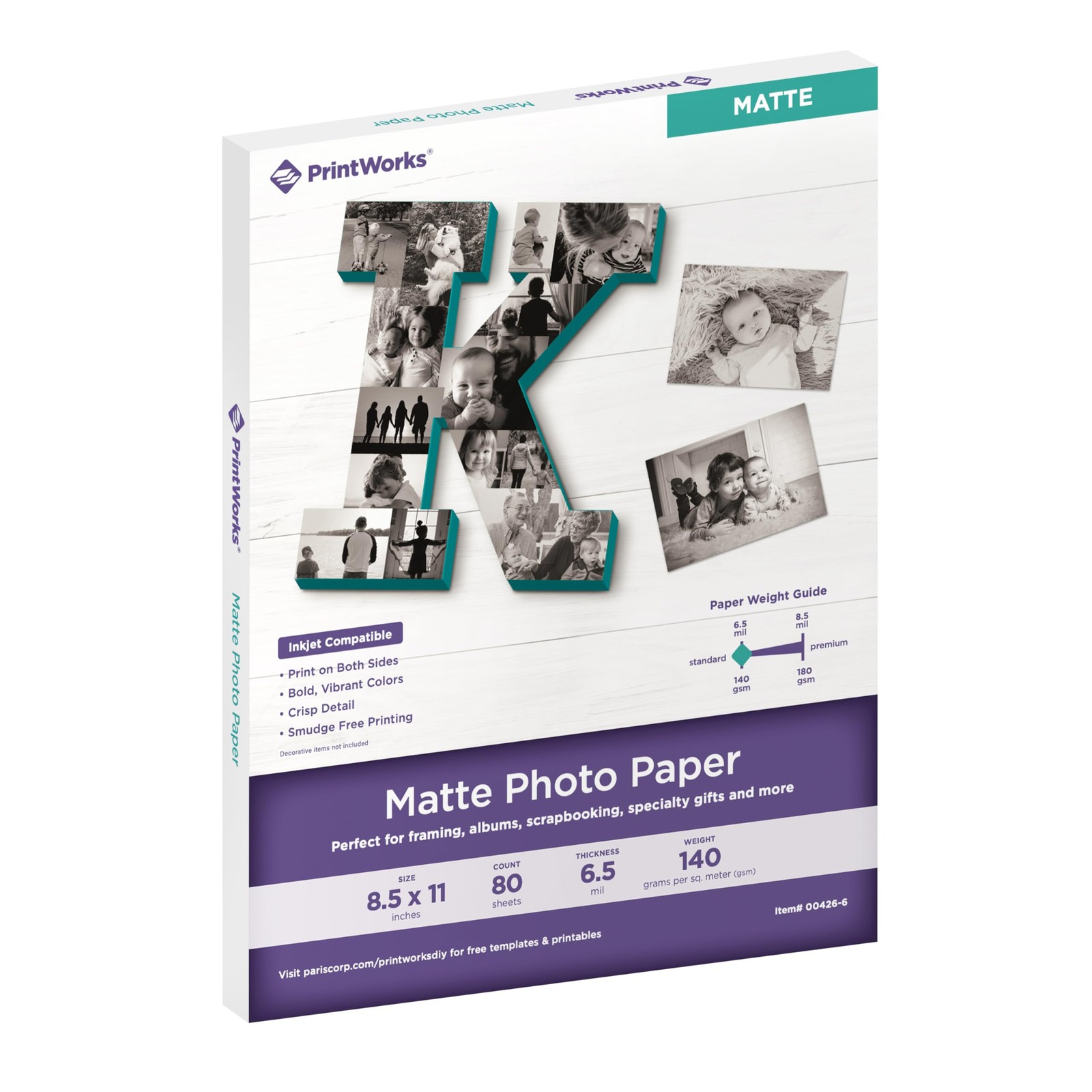 80 Sheets 8.5×11 Inch Double Sided Matte Photo Paper 6.5 Mil Inkjet 004266