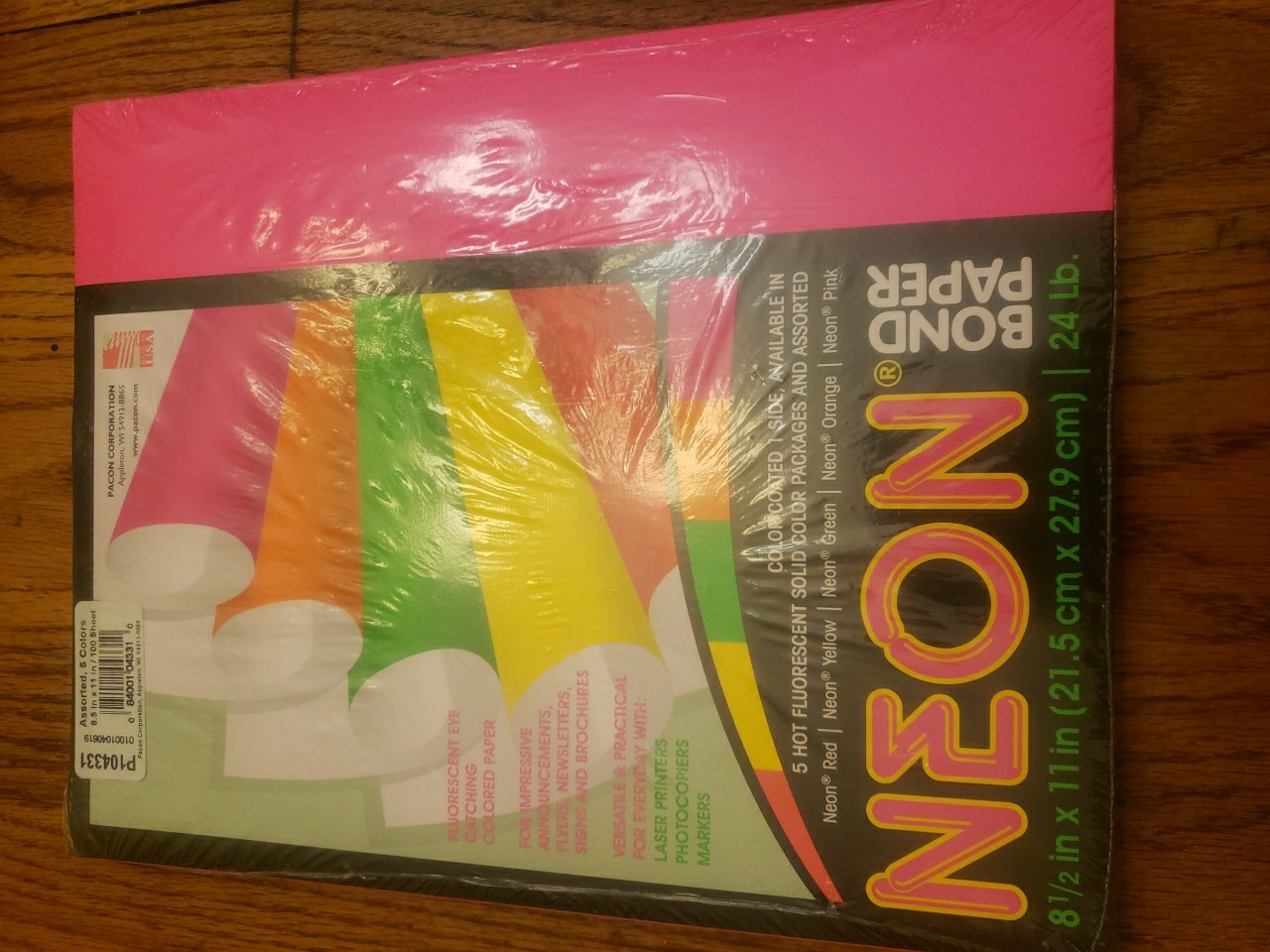 Pacon Corp Neon Paper 8-1/2″ x 11″ Pink, Orange, Yellow 100 Sheets/Pack