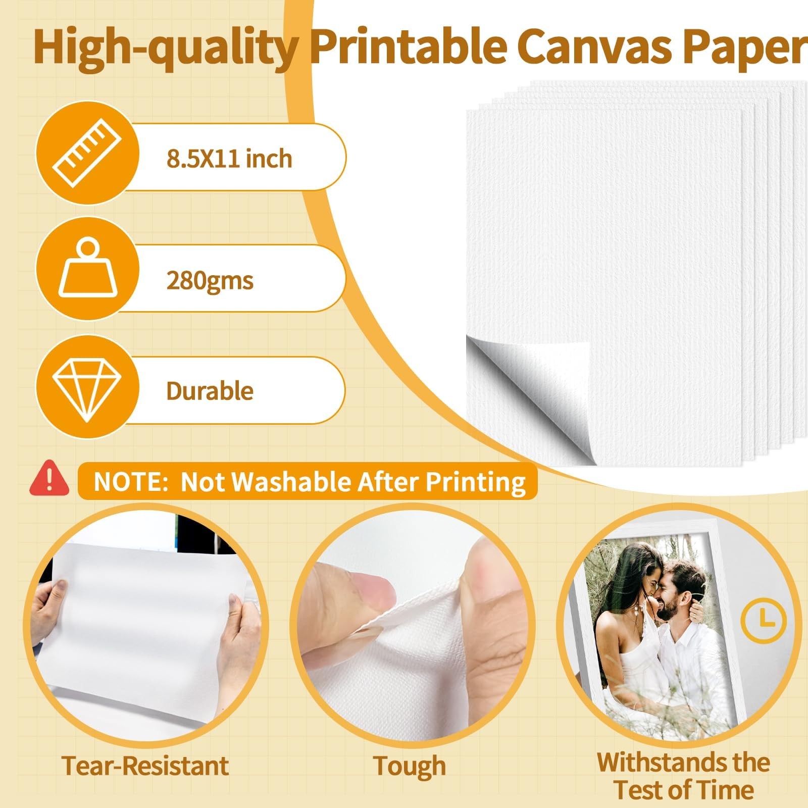 10 PCS Inkjet Printer Fabric Print Sheets Bright White 280gsm 8.5×11 Inch