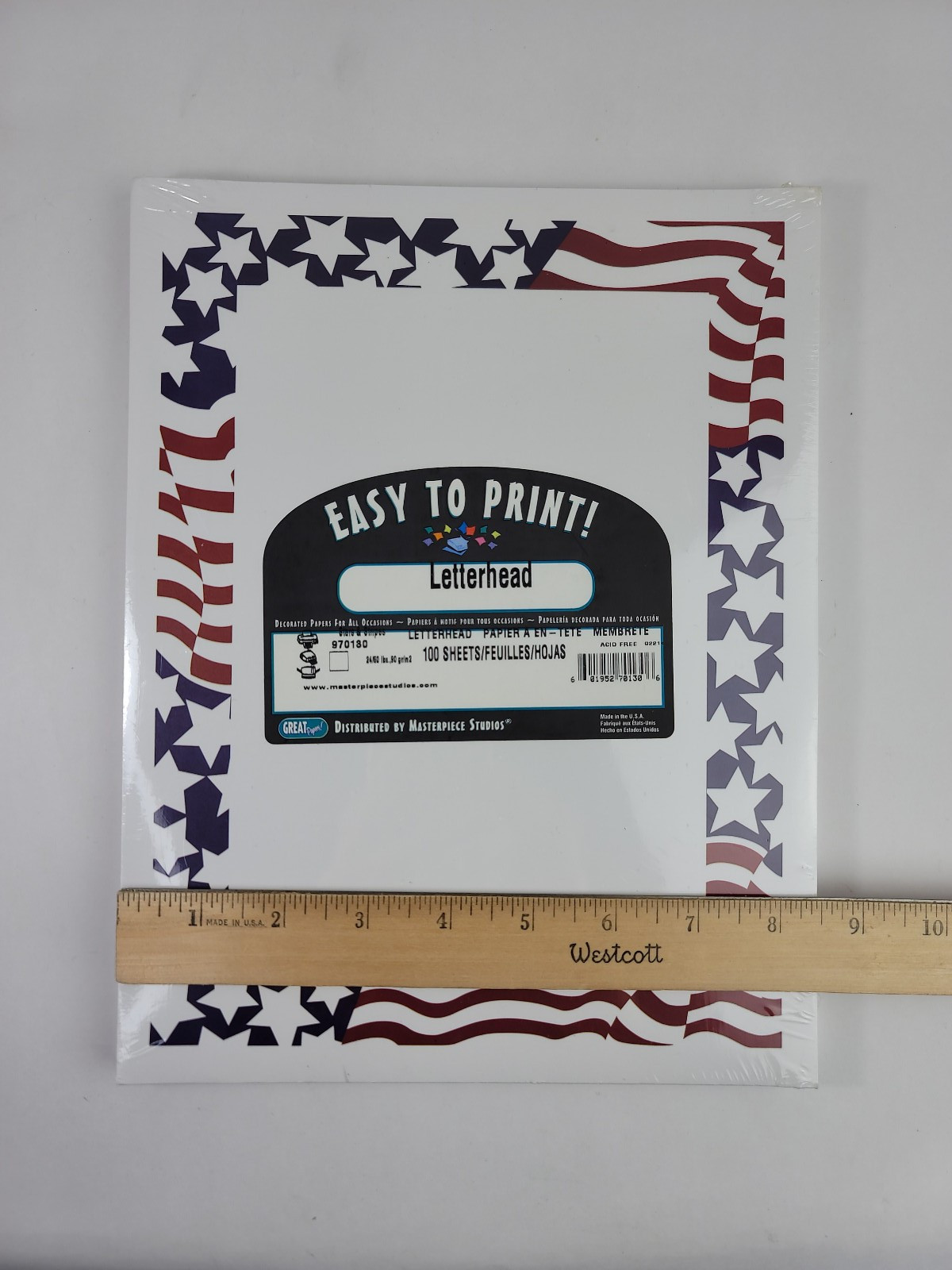 100 Sheets Patriotic Letterhead Printer Paper Stars & Stripes 8.5×11 24/60LB