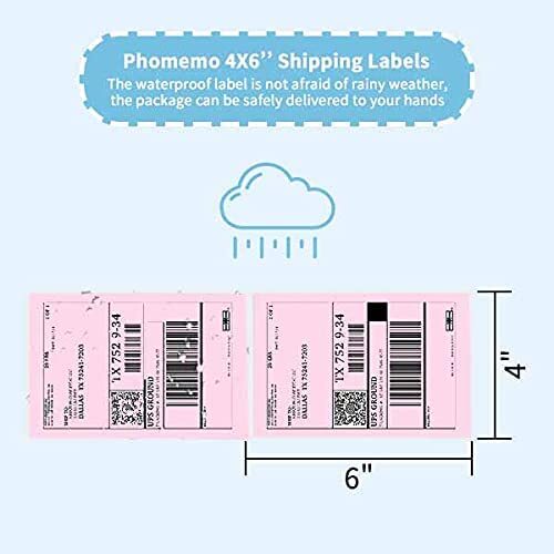 1000PCS 4″ x 6″ Fanfold Direct Thermal Shipping Address Label Paper Sticker Pink