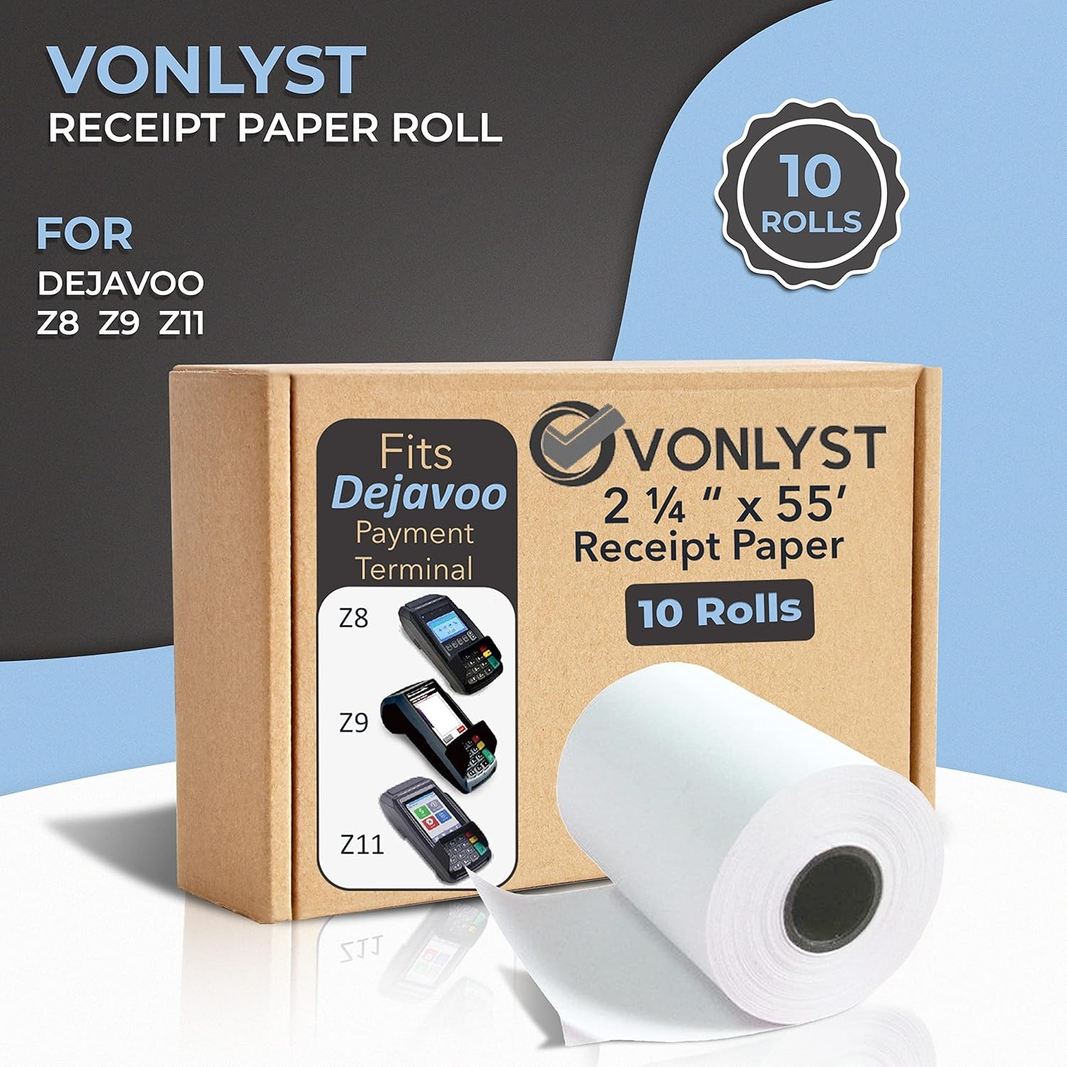Credit Card Machine Paper Roll for Dejavoo Z8 Z9 Z11 (10 10 rolls, White