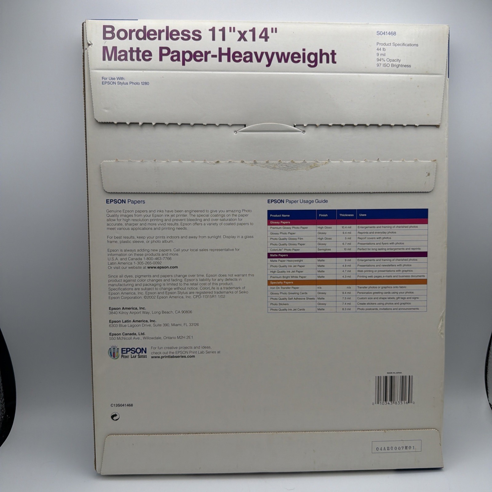 Epson Borderless 11×14 Matte Paper Heavyweight S041468
