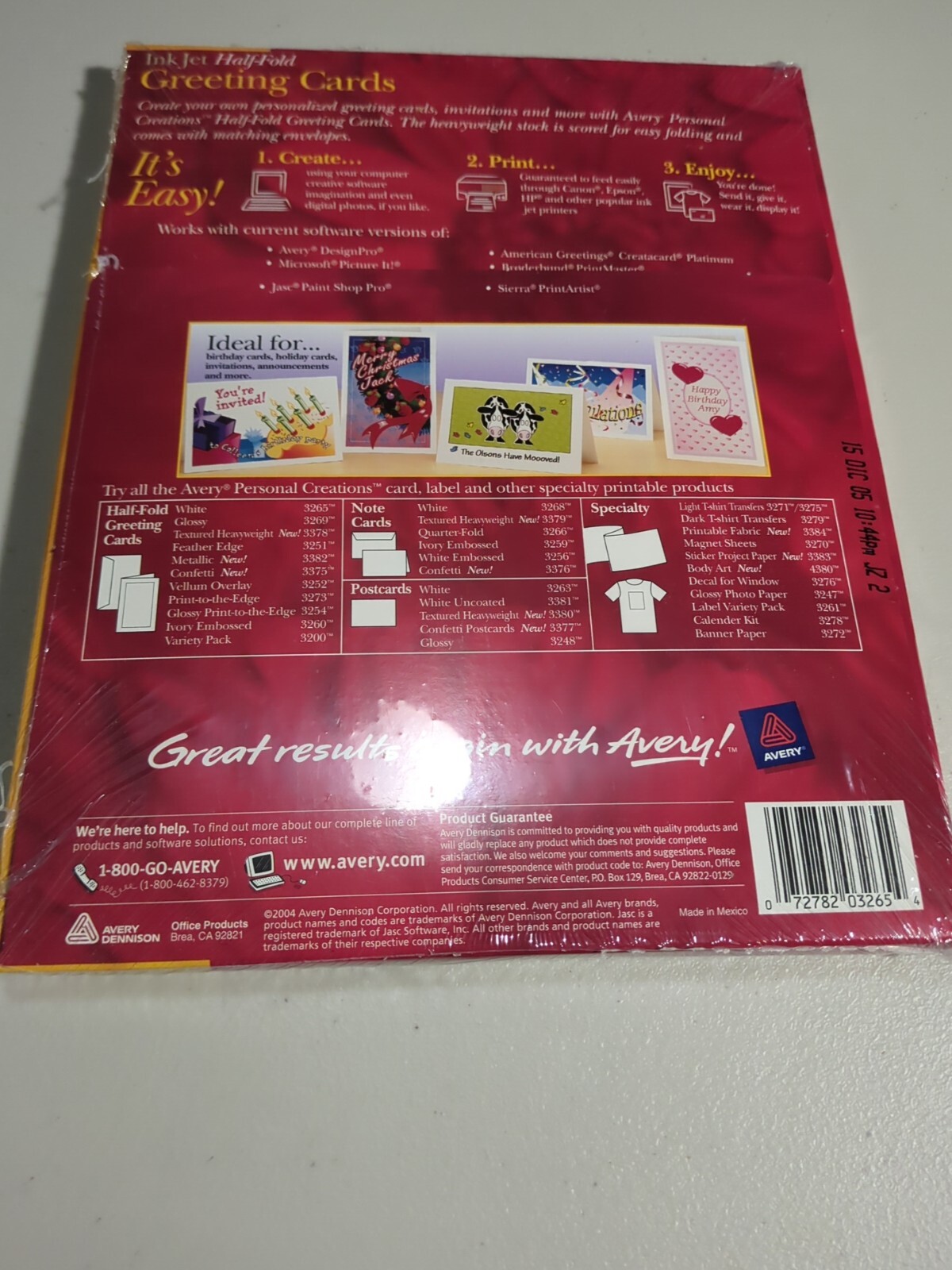 Avery 3265 Ink Jet Greeting Cards Half Fold 5 1/2″ x 8 1/2″ NEW