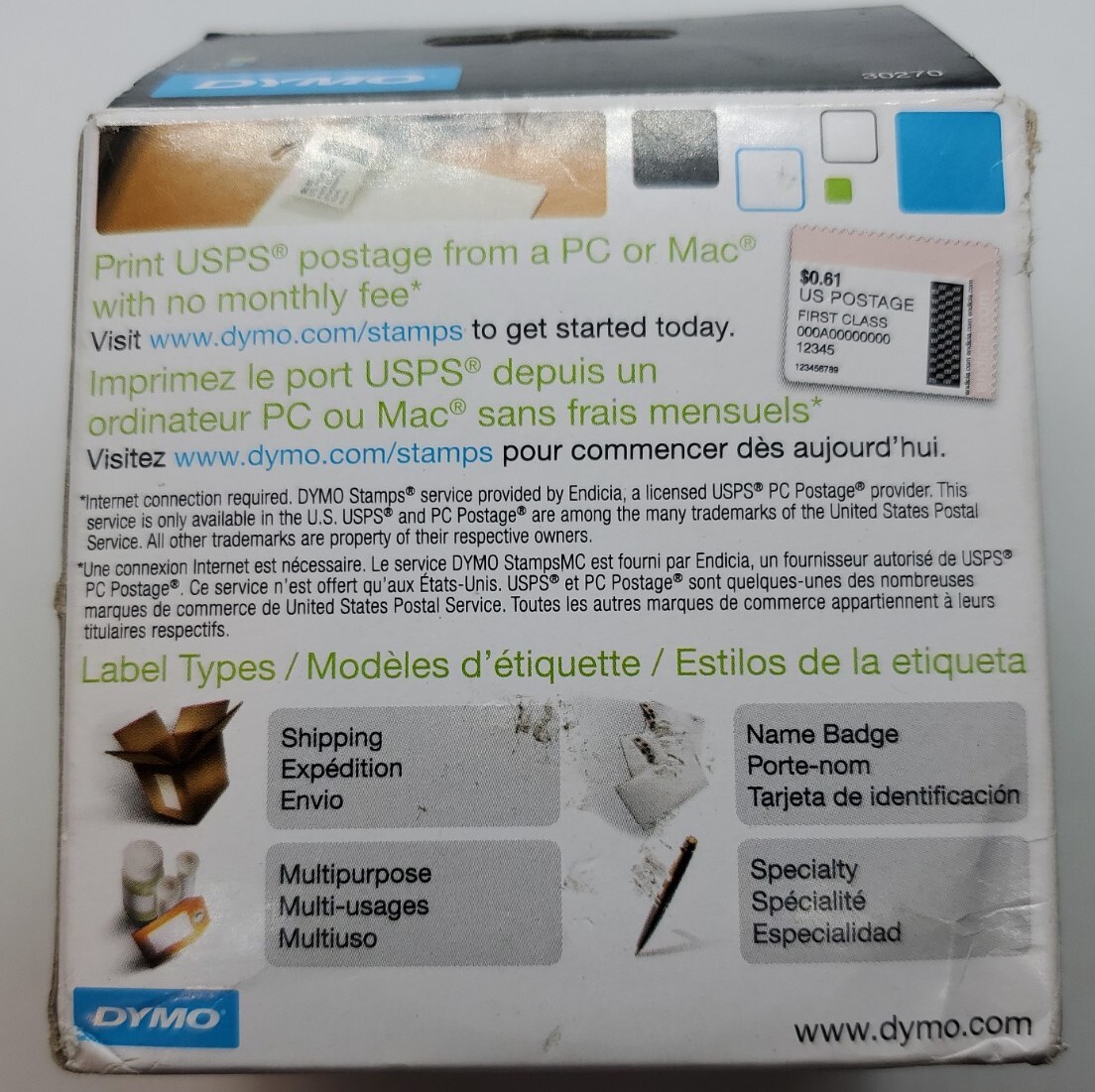 Genuine DYMO Labelwriter Continuous-Roll Receipt Paper, 2 1/4 X 300, White