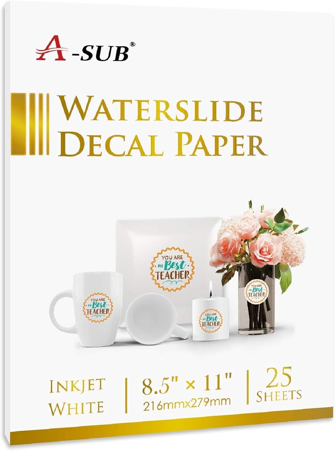 25-Pack White Waterslide Decal Paper 8.5×11 for Inkjet Printers – Vibrant & Easy