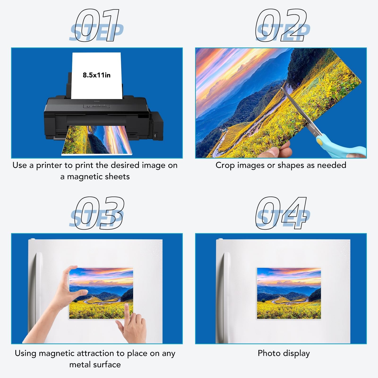 DIYMAG Printable Magnetic Sheets, Glossy 32Pcs 8.5″x11″ for Inkjet Printers