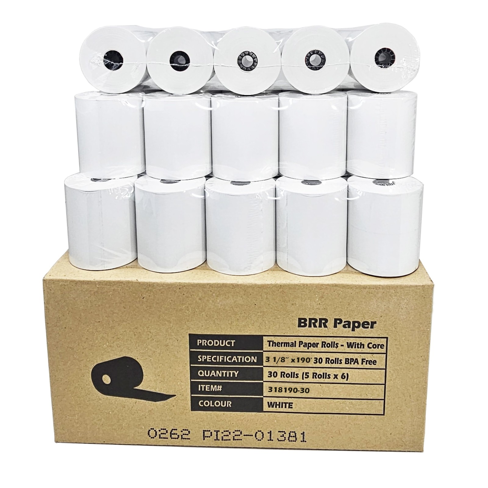 (30 Rolls) 3 1/8 x 190 Thermal Paper Rolls Compatible with Clover white