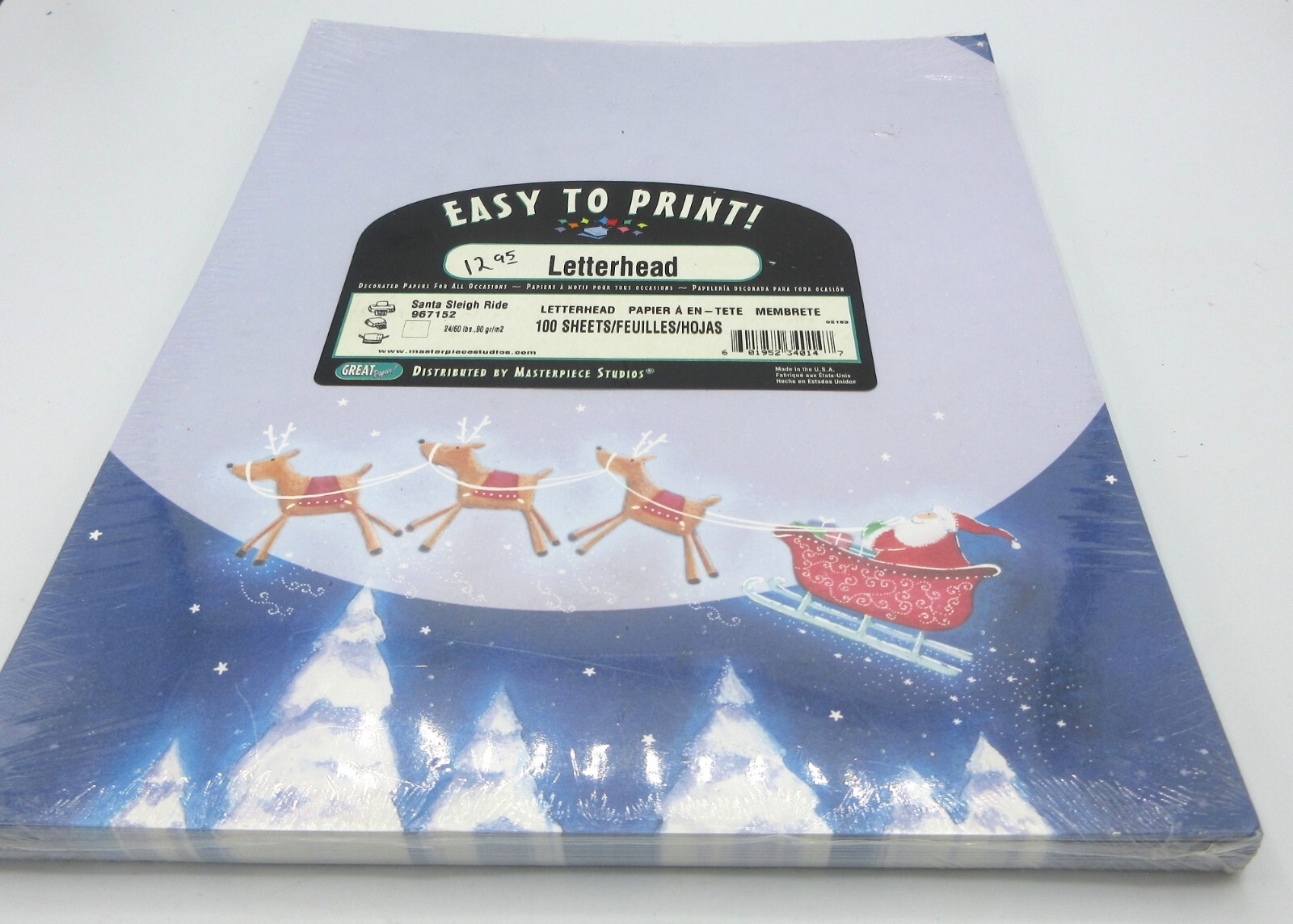 Great Papers! Christmas Letterhead Santa Sleigh Ride 967152 100 Sheets USA 24 lb