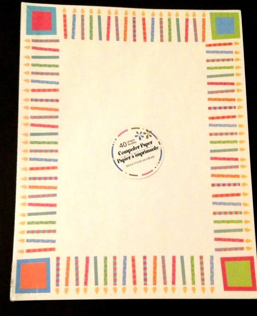Computer Printer Paper Birthday Candle Border New 40 Sheets Craft Scrapbooking