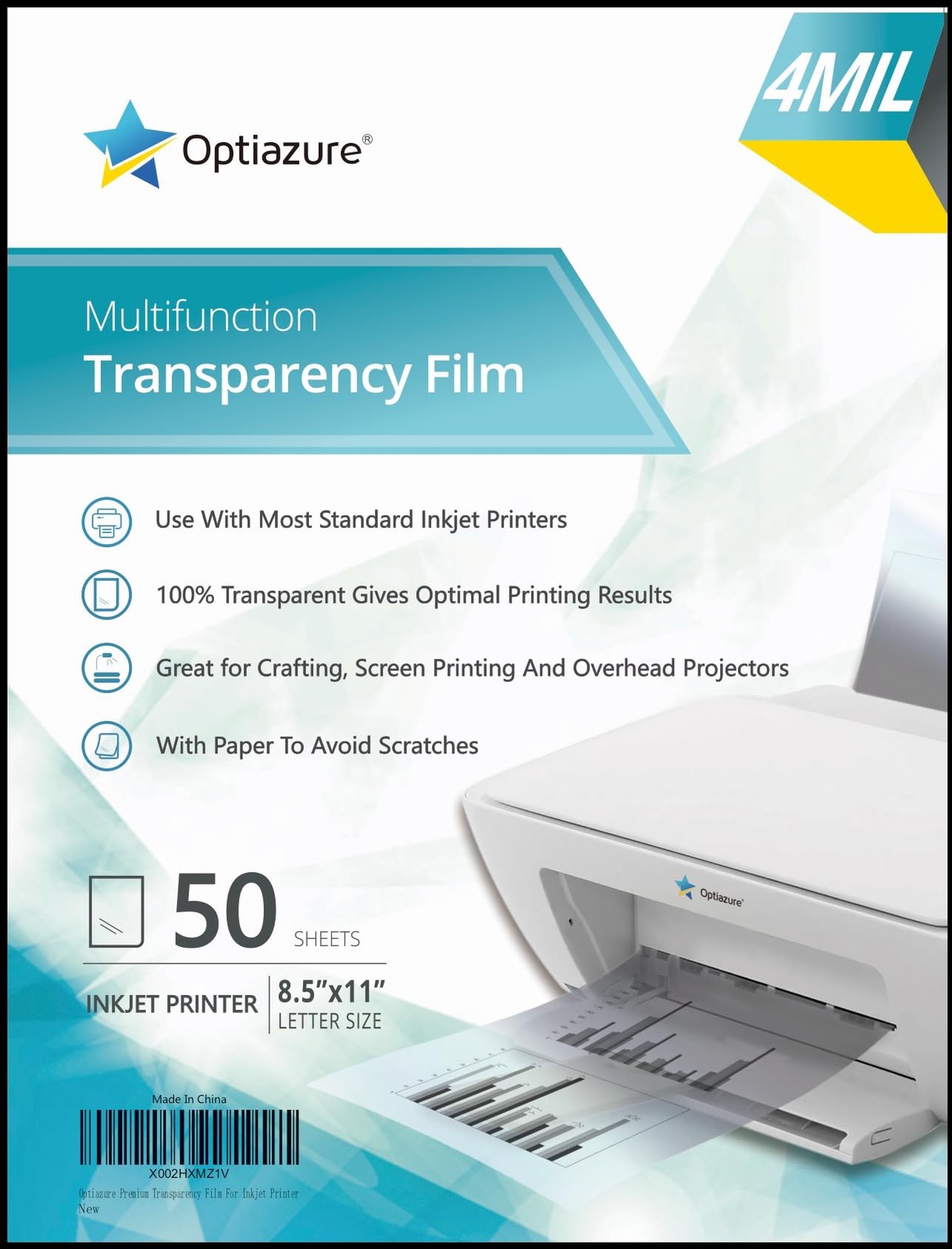50 PCS Transparency Film Overhead Projector Inkjet Acetate Letter Size