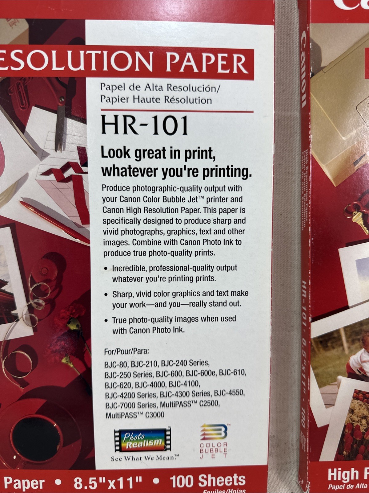Two Pack New Canon HR-101 High Resolution Paper, 8-1/2 x 11, White, 100 Sheets