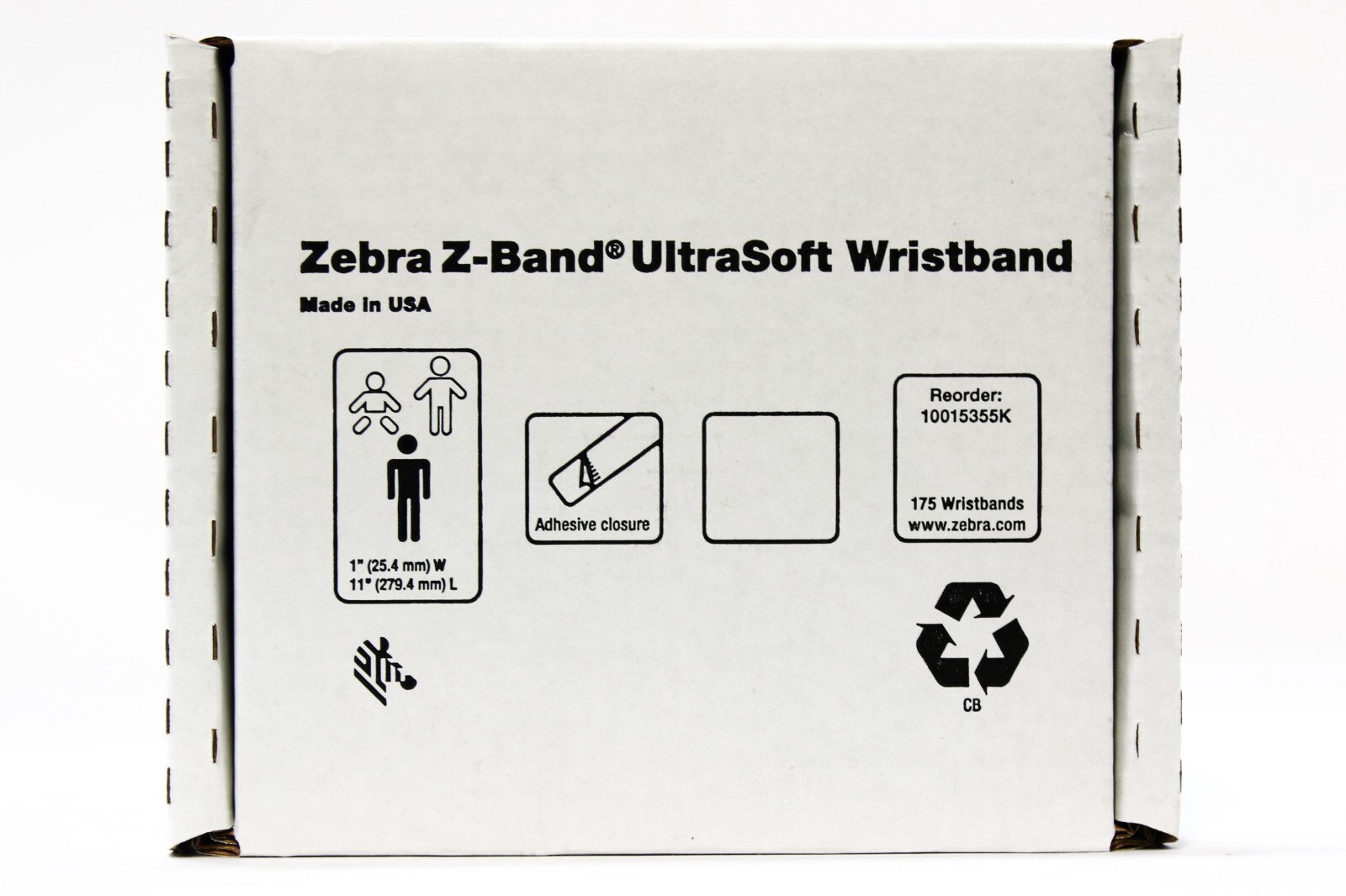 🦓 Zebra 10015355K Z-Band UltraSoft Wristband 1″ x 11″ [175 Wristbands]