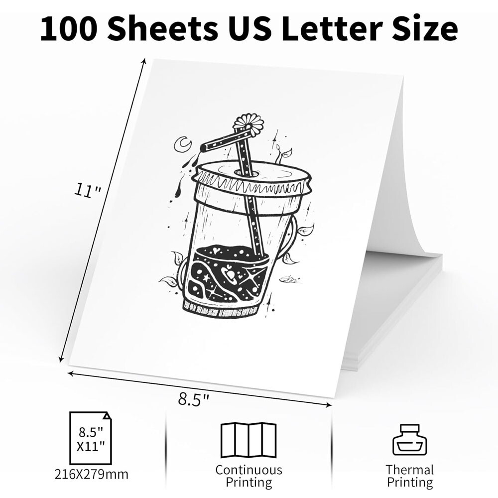 100-1000 Sheets Thermal Printer Paper 8.5 X 11 Inch US Letter Size Thermal Paper