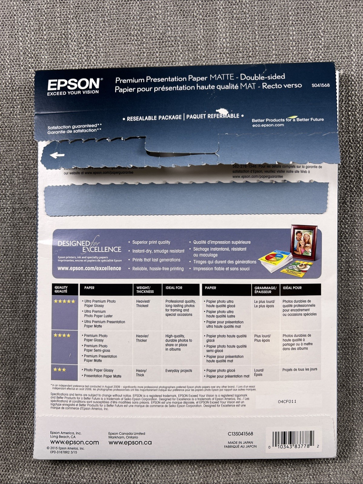 Epson Premium Presentation Paper MATTE (8.5×11 Inches – Double-sided 50 Sheets)