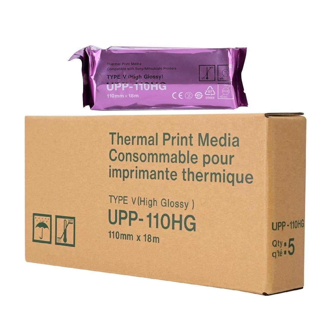 UPP-110HG Ultrasound Paper High Gloss 110HG Film 5 Rolls Medical Imaging