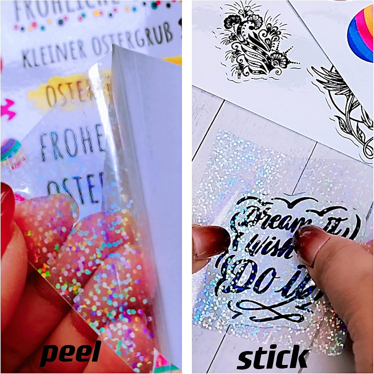 25 Sheets Sand Stars Holographic Sticker Paper A4 Size Glitter Clear Holographic