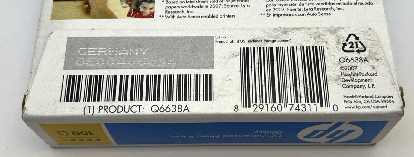 HP Advanced Photo Paper Glossy Borderless 4 x 6″ 11.5 mil 100-Sheets Inkjet