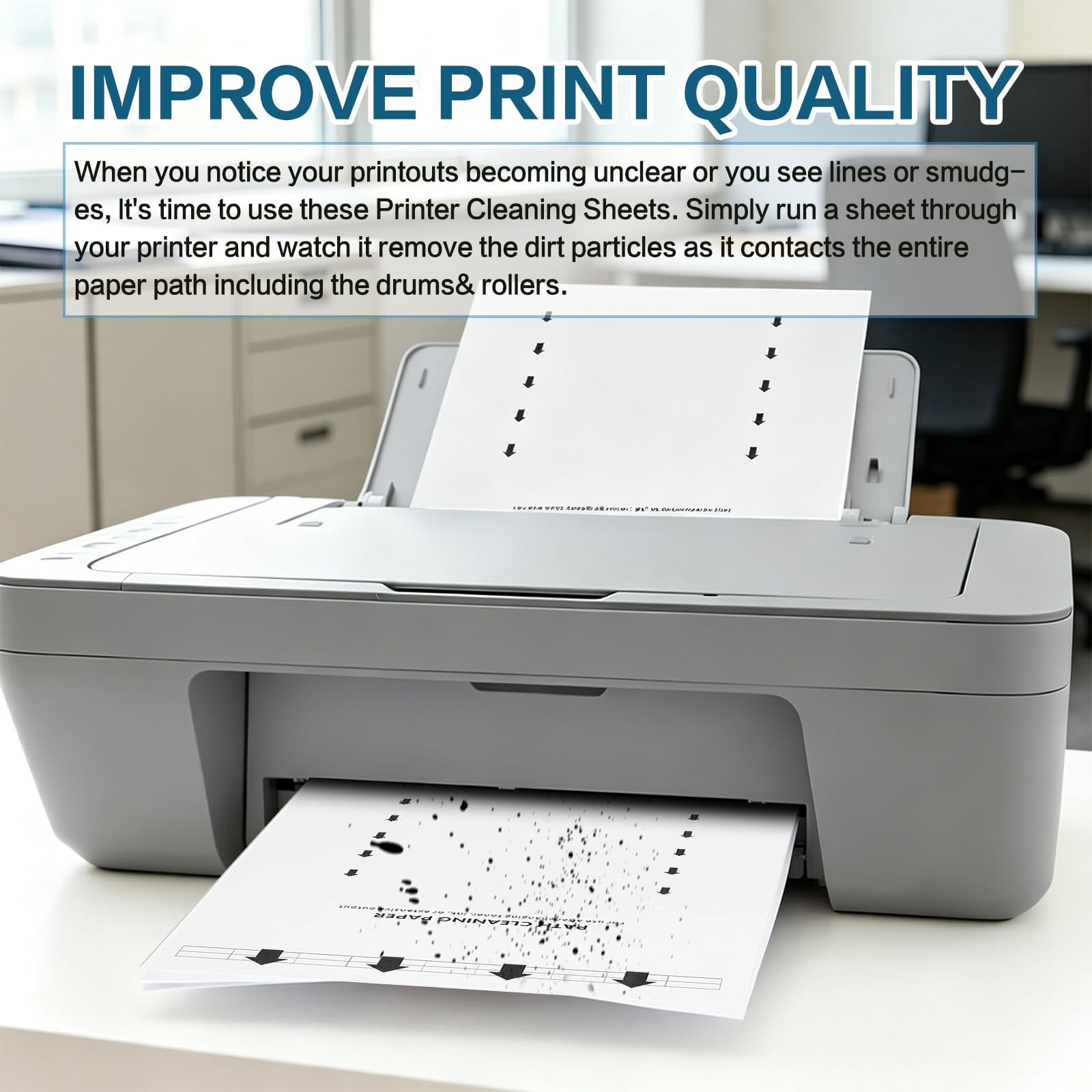  Printer Cleaning Sheets 25-Pack – Removes Ink, Dust & Debris for Laser & In…