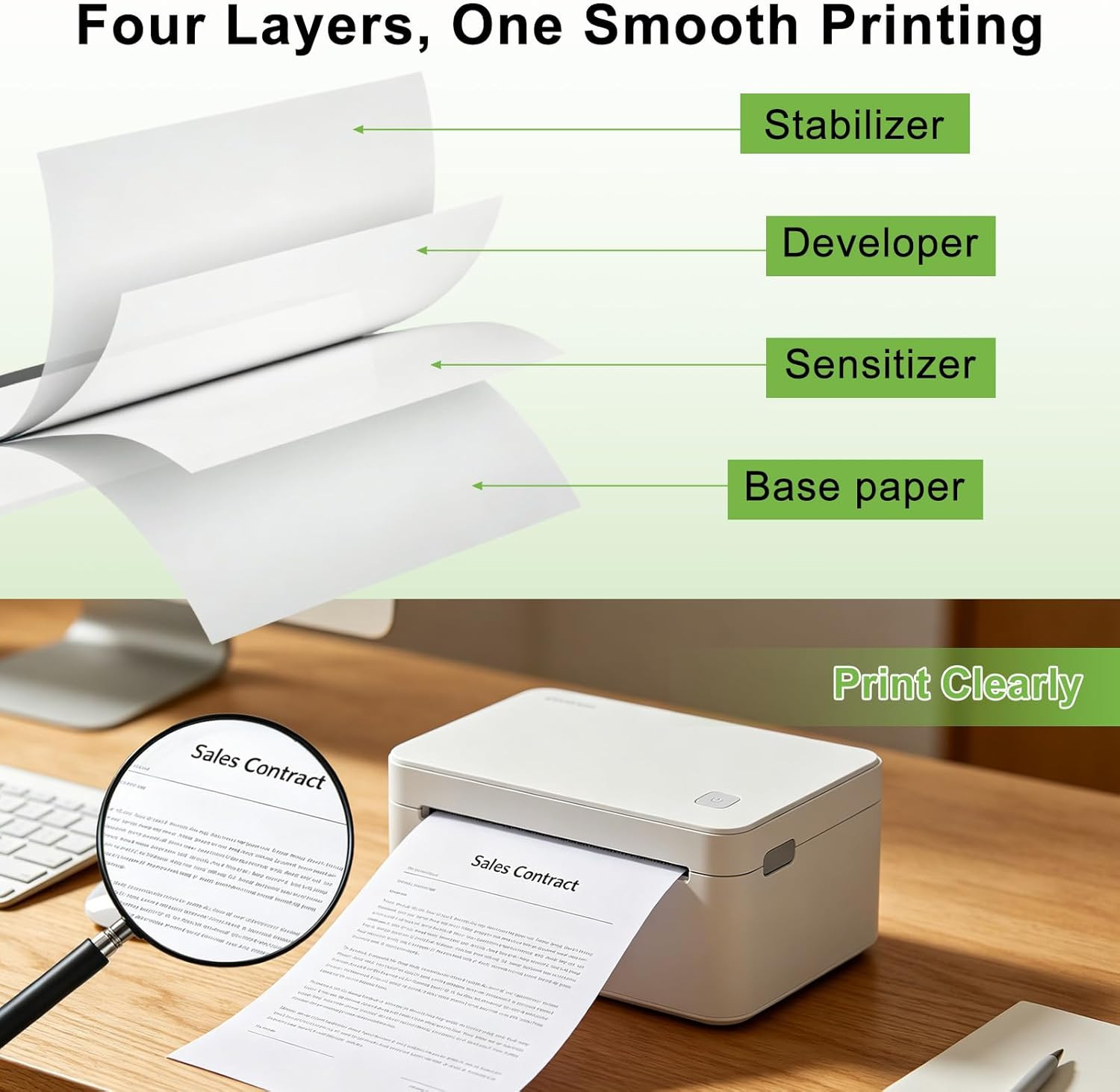 8.5 X 11 Inch A4 Thermal Printer Paper, Bpa/Bps-Free, Folded Continuous Paper, C